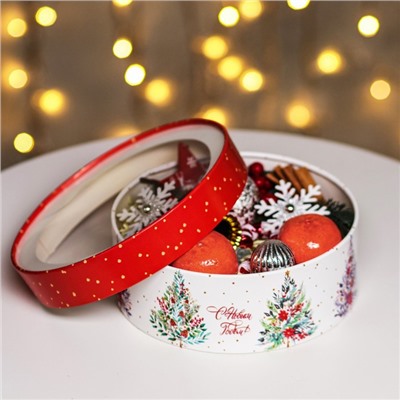 Коробка подарочная новогодняя с окном «С Новым годом» 21×21×8 см