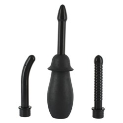 Чёрный анальный душ с насадками KIT BLACK