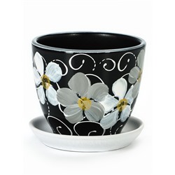 Горшок для цветов «Фиалка», 1 л, d=15 см, h=13 см, керамический, с поддоном