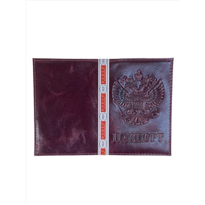 Обложка на паспорта из натуральной кожи, цвет бордовый