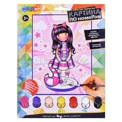 Холст для росписи по номерам "Девочка-кошка" 17*23 см