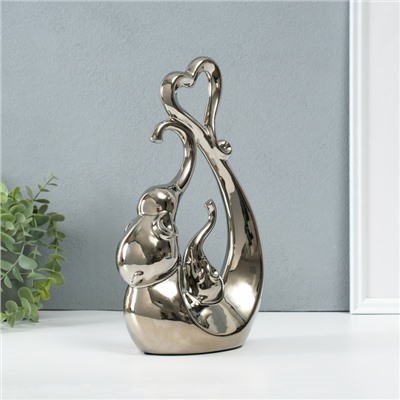 Фигурка керамика «Слоники с сердцем. Абстракция», серебро, 8.5×18.5×29.3 см