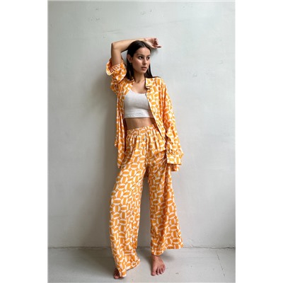 Костюм женский  SET065/05/Желтый, белый