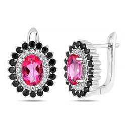 Серьги, топаз розовый , шпинель нат., NKD-2207