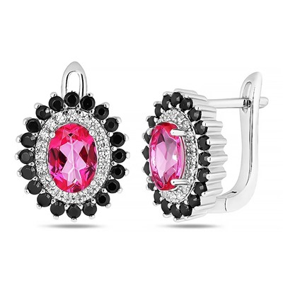 Серьги, топаз розовый , шпинель нат., NKD-2207