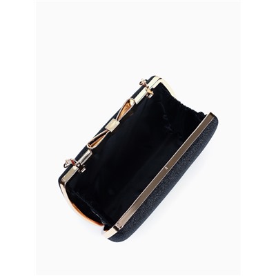 Сумка-клатч женская вечерняя на фермуаре, жёсткий корпус, с золотистой фурнитурой, чёрная