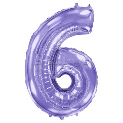 Шар (40''/102 см) Цифра, 6, Сиреневый, 1 шт. в уп.