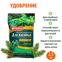 Удобрение Bona Forte хвойное с биодоступным кремнием, гранулы, пакет, 2,5 кг