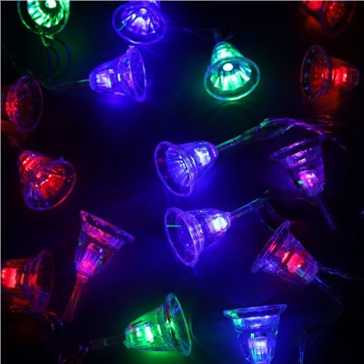 УЦЕНКА Гирлянда «Нить» 5 м с насадками «Колокольчики», IP20, прозрачная нить, 20 LED, свечение мульти (RG/RB), мигание, 220 В