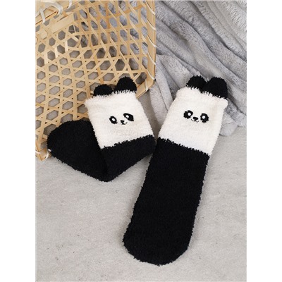 Носки женские флисовые р. 35-40 Лапки новогодний №2 Панда / MNZ-16/2 /уп 12 /700654