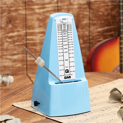 Метроном механический Gleam, синий, 40-408 ударов в минуту, 21×10×12 см