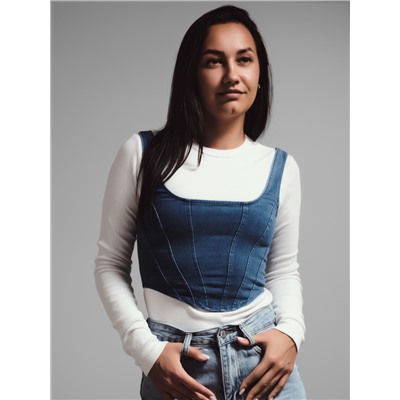 Корсет женский джинсовый MIST, размер XL, синий