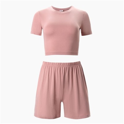 Пижама женская (футболка, шорты) MINAKU: Home collection, размер 42, розовая