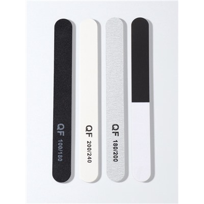 Набор пилок для ногтей, прямые, 100/180, 180/200, 200/240 грит, 18 см, 4 шт.