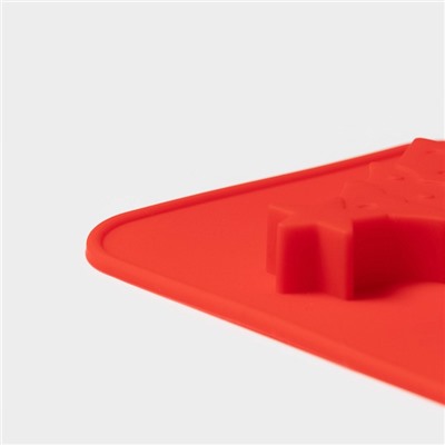 Форма для леденцов Доляна «Новый год», силикон, 31×9 см, 4 ячейки, с палочками, красная