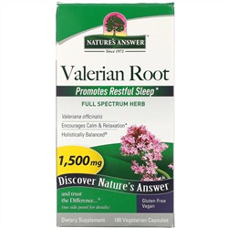 Nature's Answer, Valerian Root, 1,500 mcg, 180 Vegetarian Capsules