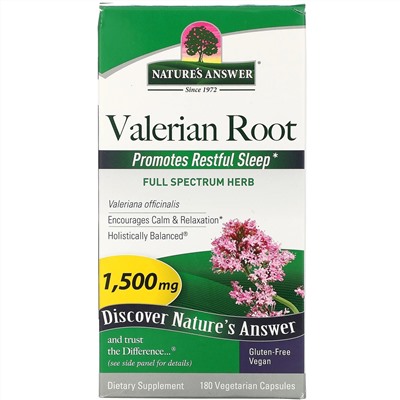 Nature's Answer, Valerian Root, 1,500 mcg, 180 Vegetarian Capsules