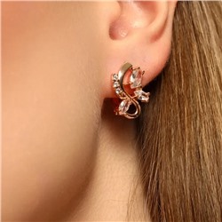 Серьги ювелирная бижутерия коллекция "Дубай" покрытие позолота, вставка: фианиты, цвет: прозрачный, арт.313.375