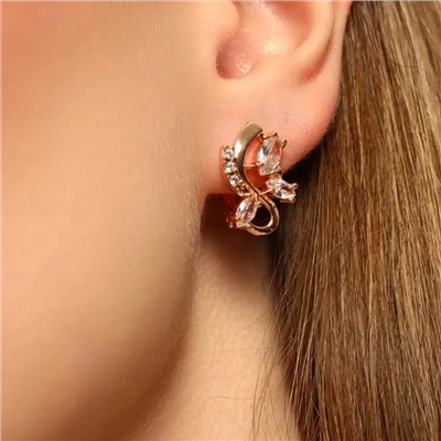 Серьги ювелирная бижутерия коллекция "Дубай" покрытие позолота, вставка: фианиты, цвет: прозрачный, арт.313.375