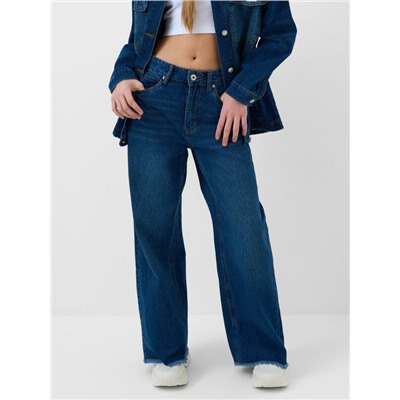 Брюки текстильные джинсовые для девочек