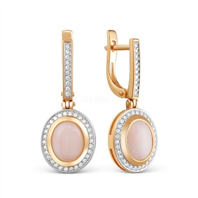 Кольцо из золочёного серебра с нат. опалом и фианитами 925 пробы К-3787зрк117100