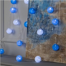 УЦЕНКА Гирлянда «Нить» 5 м с насадками «Клубки морские», IP20, прозрачная нить, 20 LED, свечение белое, 220 В