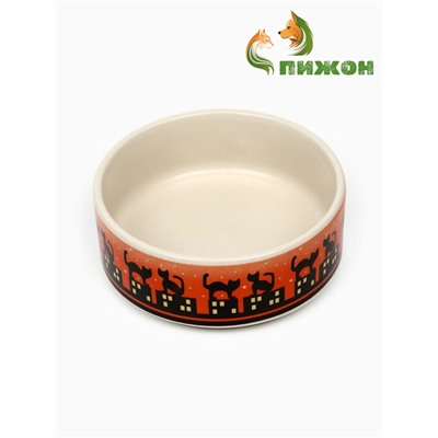 Миска керамическая «Ночные кошки» 200 мл, 10.5×4 см, красная