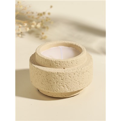 Свеча в подсвечнике вулканическом «Цилиндры», белая, 8.1×8.1×5.4 см