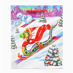 Пакет новогодний подарочный ламинированный «Наперегонки», упаковка, 18×22.3×10 см