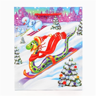 Пакет новогодний подарочный ламинированный «Наперегонки», упаковка, 18×22.3×10 см