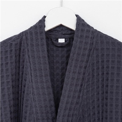 Халат вафельный женский удлинённый «Этель» Boho, размер 42-44, хлопок, 290 г/м², тёмно-серый