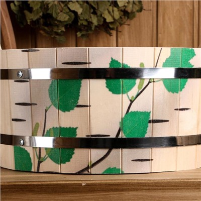 Шайка - таз для бани и сауны «Берёзовый ствол», пластиковая вставка, «Добропаровъ»