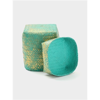 Корзинка плетёная «Голден», 16×16×23 см, голубая