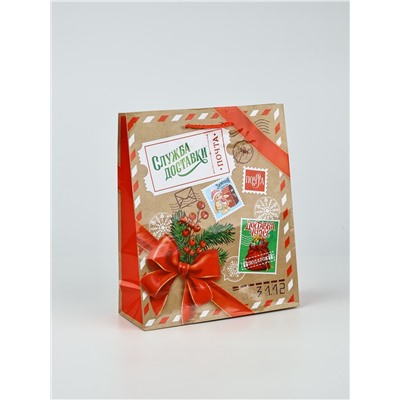 УЦЕНКА Пакет подарочный ламинированный новогодний «Новый год», ML 21×25×8 см, МИКС