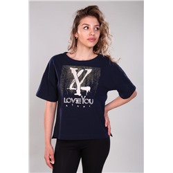 Футболка женская свободная Ф 24 (Темно-синий)