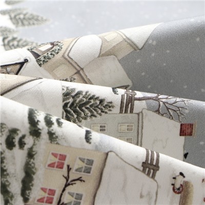 Скатерть новогодняя «Этель. Зимняя деревня», 149×220 см, 100% хлопок, саржа 190 г/м²