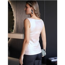 Топ в рубчик с широкими лямками с матовым покрытием металлик из хлопка с эластаном