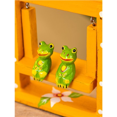 Сувенир «Лягушата на качелях», 10×3.5×15 см, дерево, оранжевый