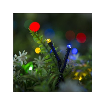 Гирлянда «Нить», 10 м, уличная, IP44, 100 LED, 2 режима, солнечная батарея, тёмная нить, свечение мульти