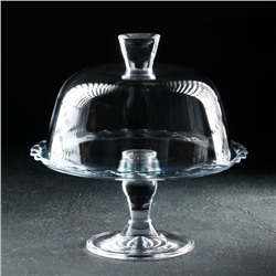 Блюдо Paşabahçe Patisserie, с крышкой, на ножке, стекло, прозрачное