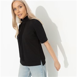 Водолазка комбинированная с кружевом, Фирменное приветствие (черная, со вставкой)