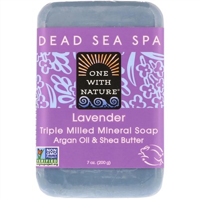 One with Nature, Triple Milled Mineral Soap Bar, Lavender, 7 oz (200 g)