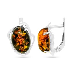 Серьги из серебра янтарь, СП87з