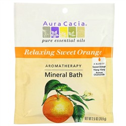 Aura Cacia, Ароматерапевтическое минеральное средство для ванны, расслабляющий сладкий апельсин, 2,5 унции (70,9 г)