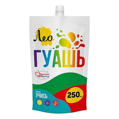 Гуашь 250 мл зеленая(green) 614 "Учись" группа 2 дой-пак с штуцером LGD-250 Лео