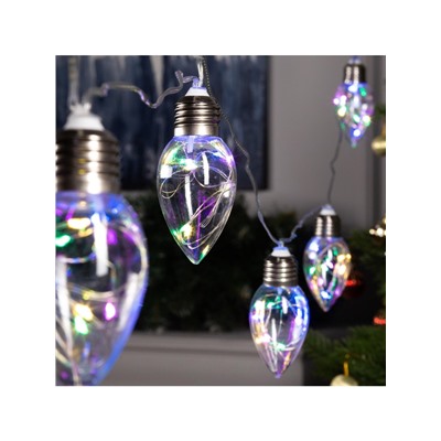 Гирлянда «Нить» 3 м с насадками «Лампочки капля», IP20, прозрачная нить, 80 LED, свечение мульти, 8 режимов, 220 В