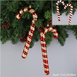 Елочное украшение Карамельная трость 2 штуки 10 см / H2304364 /уп 60/ 718265 (Серебро)