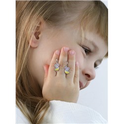 Серьги детские из серебра с эмалью родированные - Мышки 925 пробы 2110067