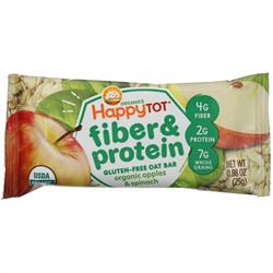 Happy Family Organics, Happytot,  овсяной батончик с волокнами и протеином, органические яблоки и шпинат, 5 батончиков, 0,88 унции (25 г каждый)