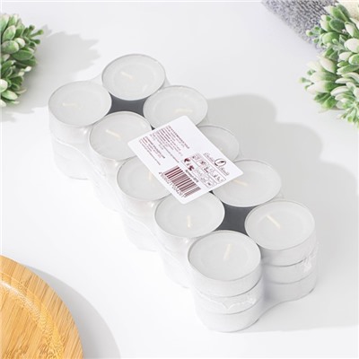 Набор свечей чайных, 3.8×1.6 см, 3.5 ч, 12 г, 30 шт., белый